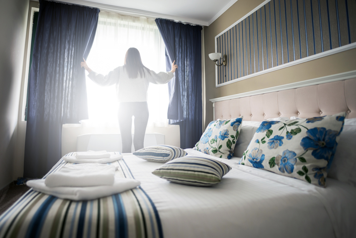 Tourist woman staying in luxury hotel